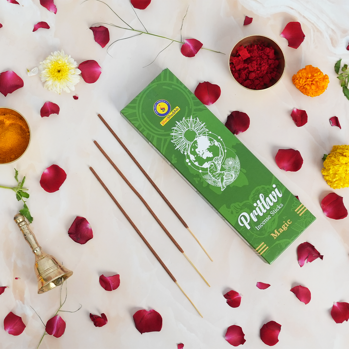 Shrishubhh - Prithvi Elegance - Premium Incense Sticks |Green| Pack of 3 x 100g