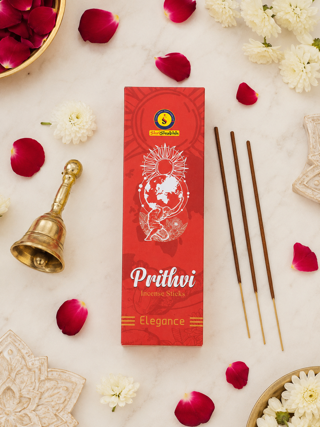 Shrishubhh - Prithvi Elegance - Premium Incense Sticks | Red | Pack of 3 x 100g